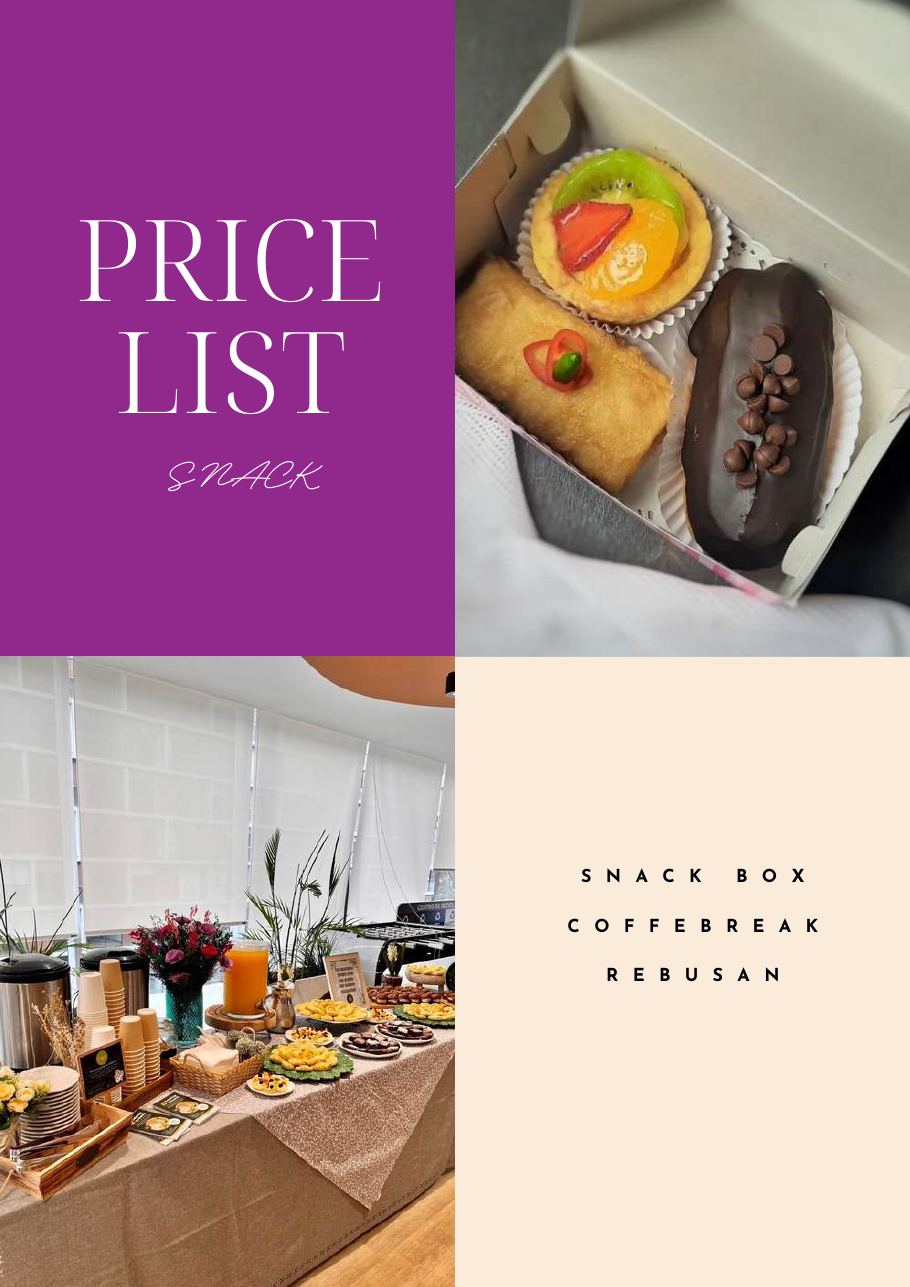 Price List Snack, Coffee Break, dan Rebusan